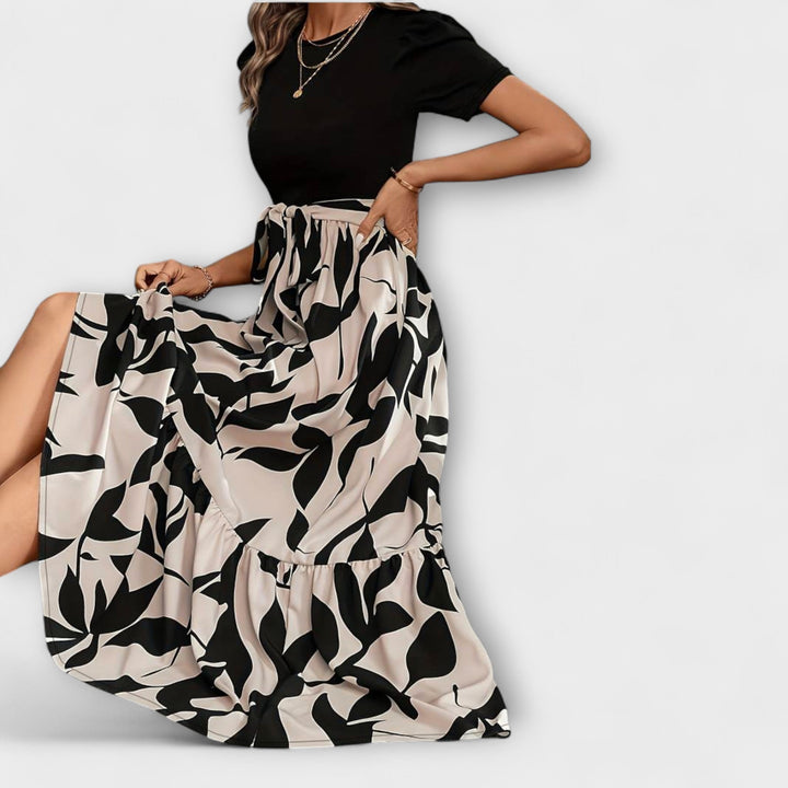 Luna  ™ ｜ Καλοκαιρινό φόρεμα με floral μοτίβο και στρογγυλό ντεκολτέ