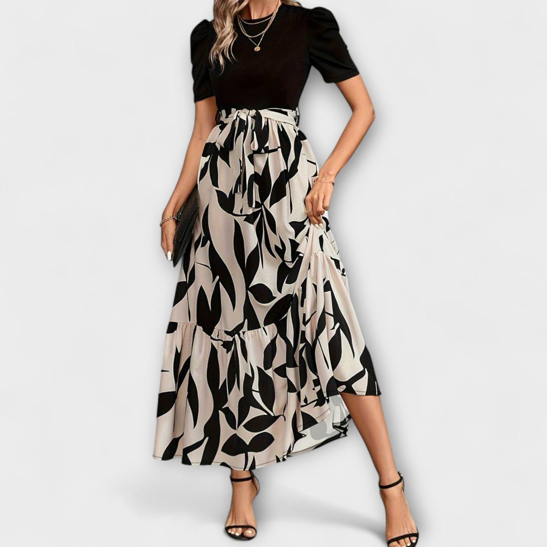 Luna  ™ ｜ Καλοκαιρινό φόρεμα με floral μοτίβο και στρογγυλό ντεκολτέ