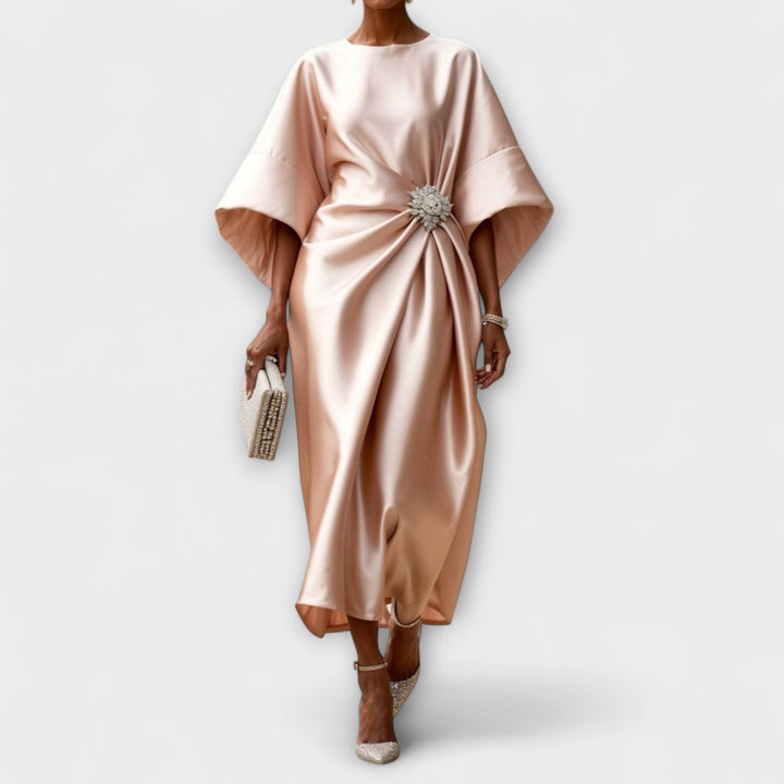 Hedviga ™ ｜Πολυτελές σατέν βραδινό φόρεμα με λάμψη