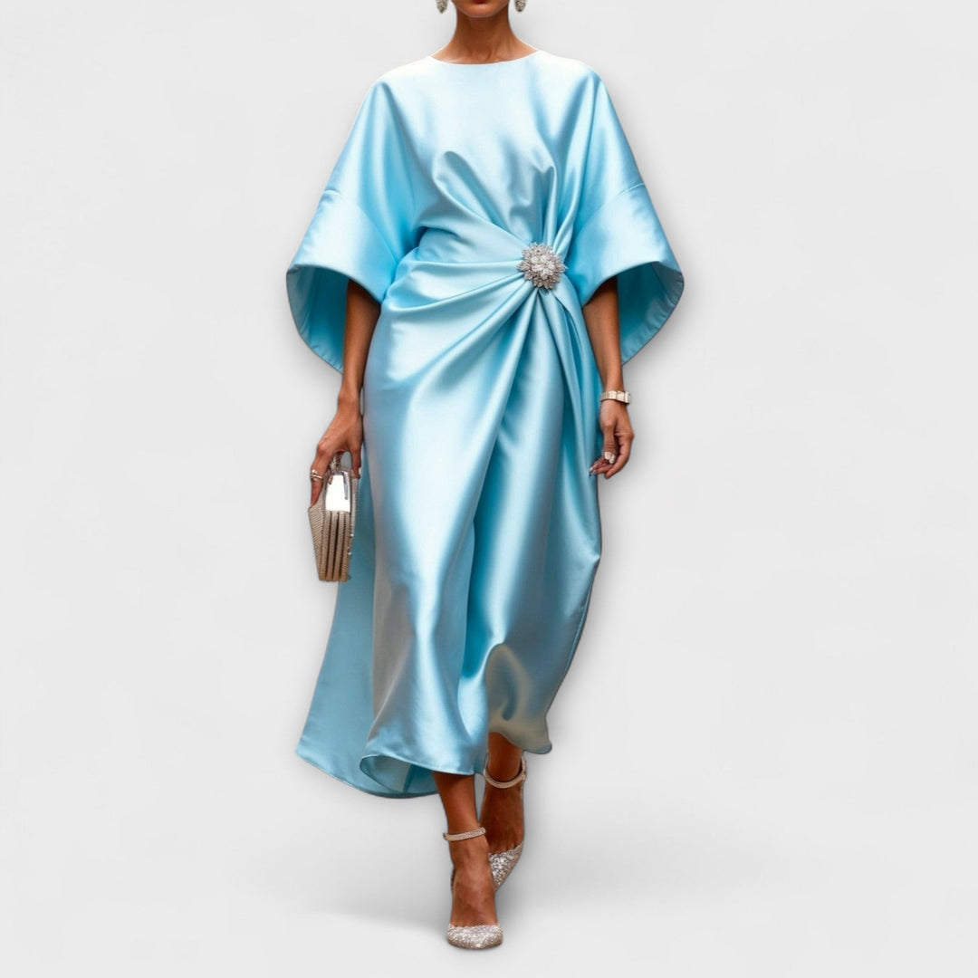 Hedviga ™ ｜Πολυτελές σατέν βραδινό φόρεμα με λάμψη