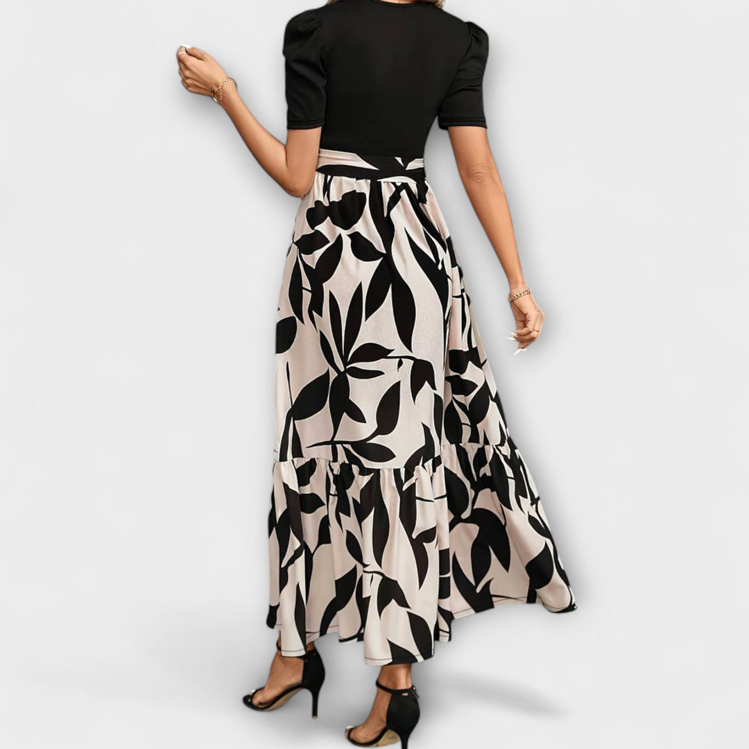 Luna  ™ ｜ Καλοκαιρινό φόρεμα με floral μοτίβο και στρογγυλό ντεκολτέ