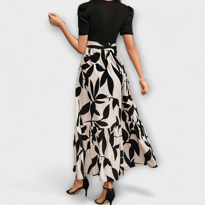 Luna  ™ ｜ Καλοκαιρινό φόρεμα με floral μοτίβο και στρογγυλό ντεκολτέ