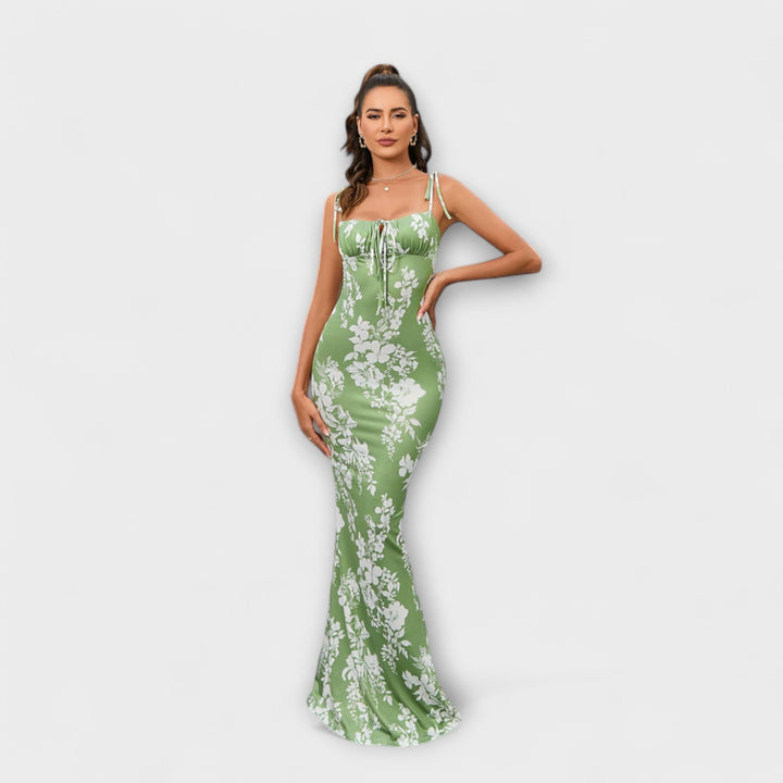 Thalia ™ ｜ Kvetinová potlač spoločenských šiat s viazanými ramienkami