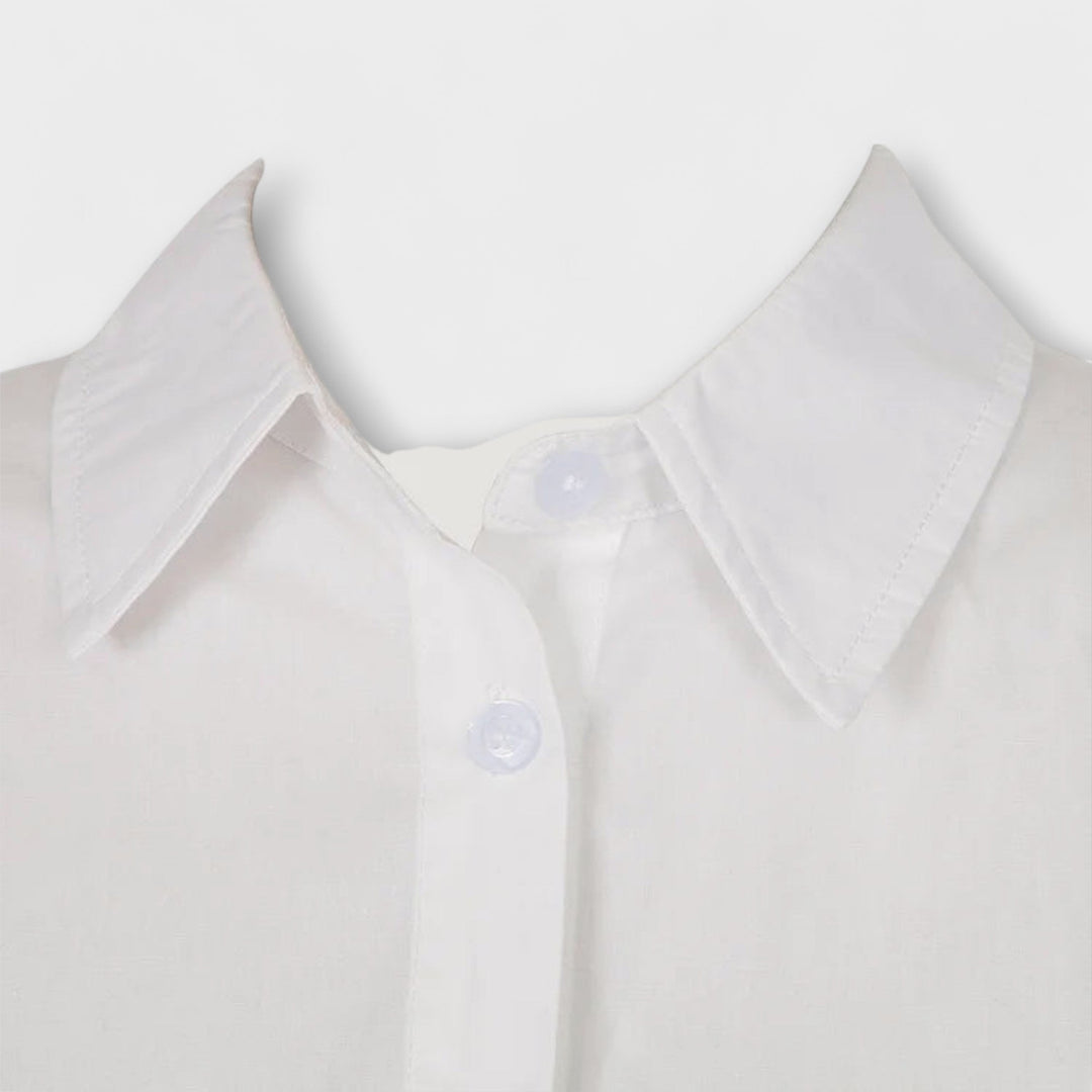 India ™ ｜ Μακρύ λευκό πλισέ φόρεμα με μανίκια