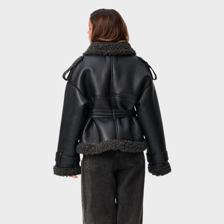 Nikola™ ｜Kabát z kožušiny s opaskom