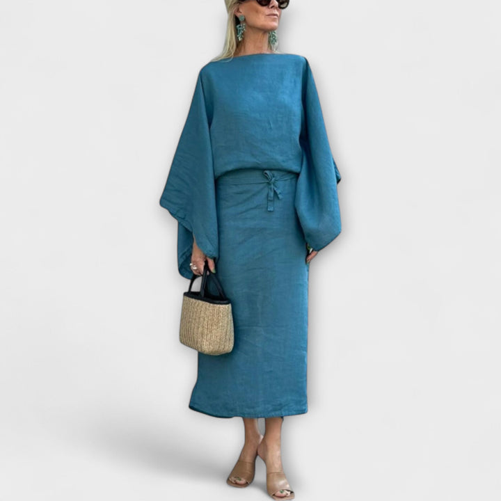 Dana ™ ｜Κιμονό φόρεμα από λινό και βαμβάκι