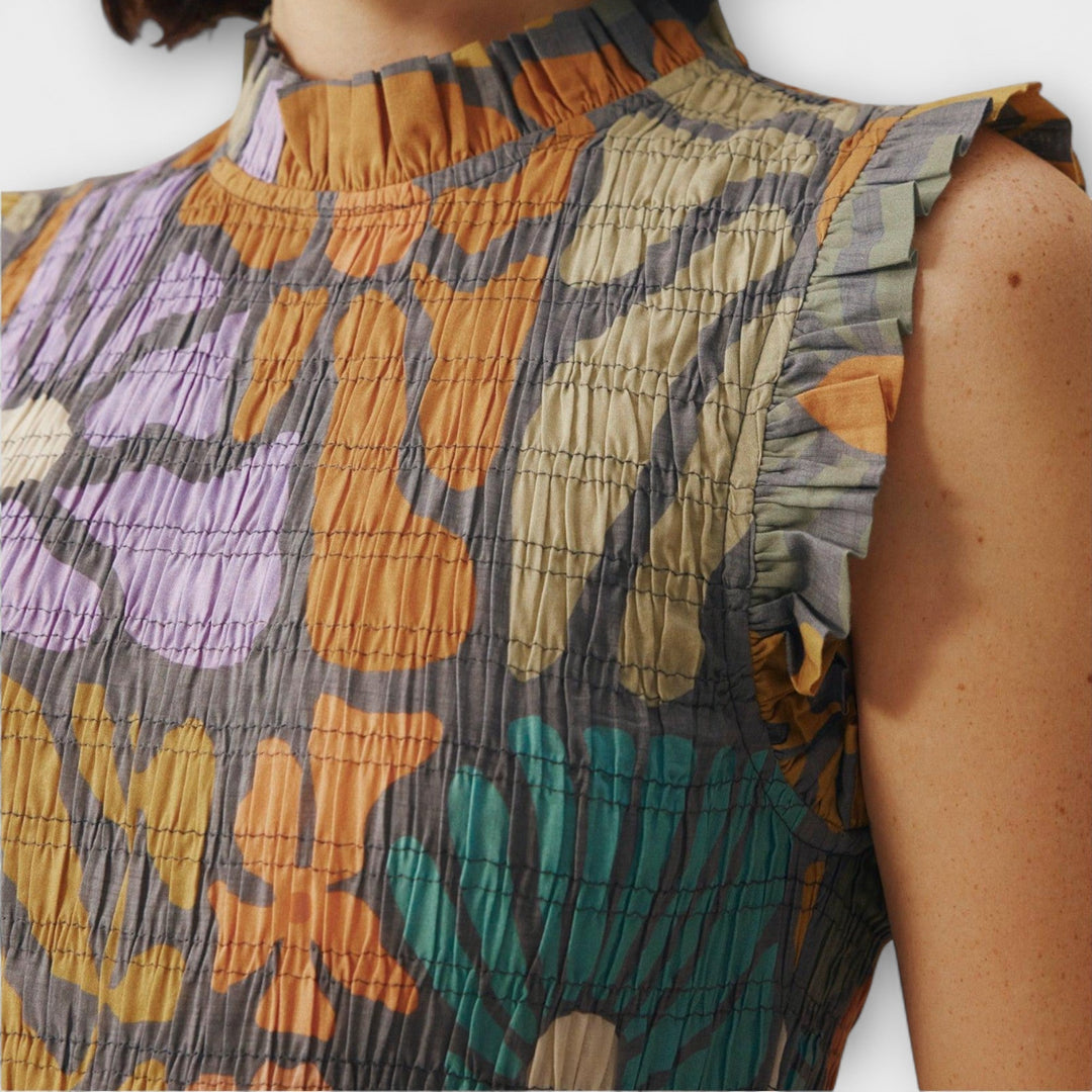 Melánia™ ｜Πολύχρωμο βοτανικό φόρεμα midi