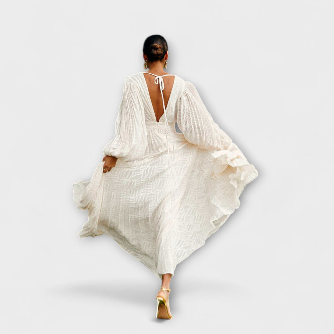 Elsa  ™ ｜ Krémové Maxi-Šaty od Allegory