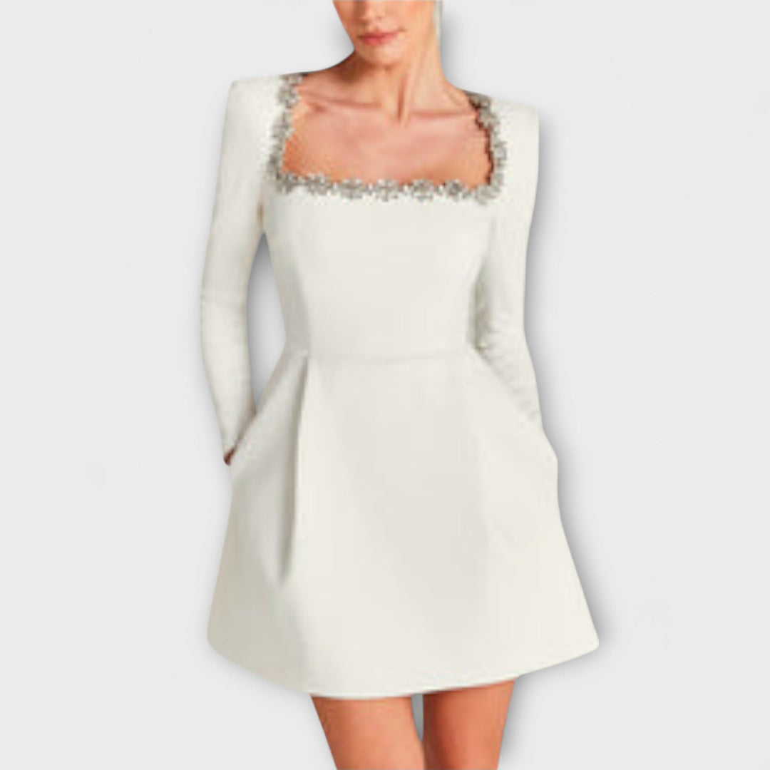 Wren ™ ｜Μίνι φόρεμα από μαλακό βελούδο με διακοσμητικά πετράδια