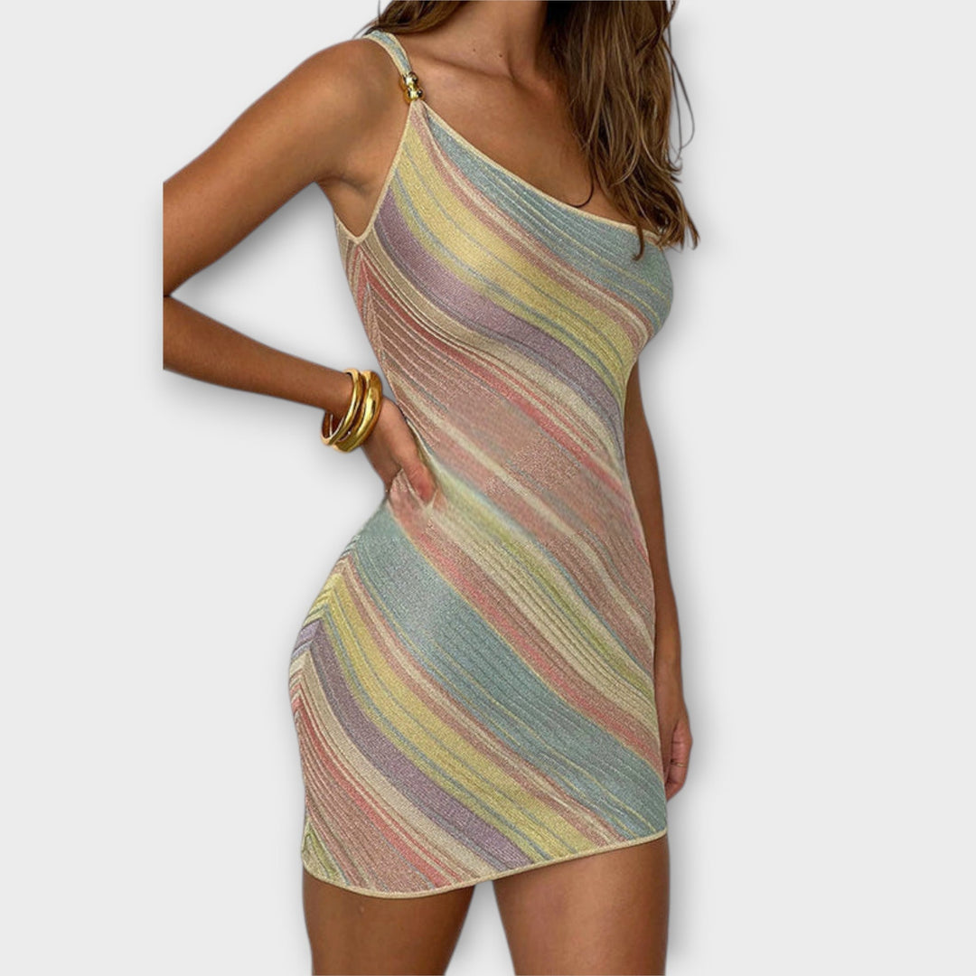 Kira ™ ｜ Μοντέρνα μονόχρωμη πλεκτή μίνι φόρεμα