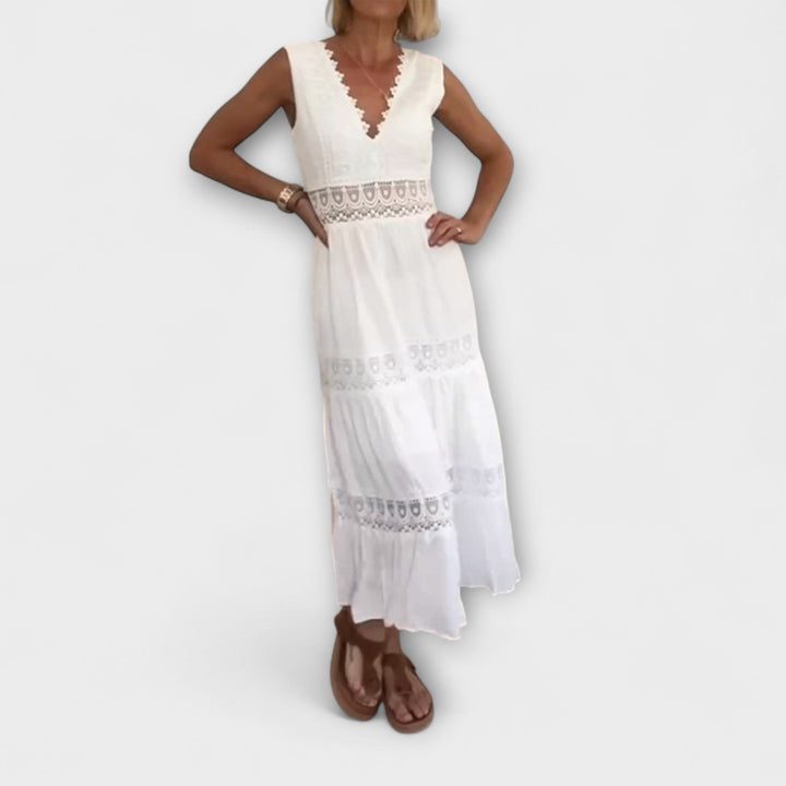 Aurélie ™ ｜Elegantné šaty s V výstrihom a čipkou