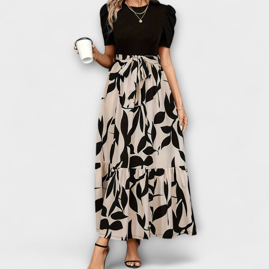 Luna  ™ ｜ Καλοκαιρινό φόρεμα με floral μοτίβο και στρογγυλό ντεκολτέ