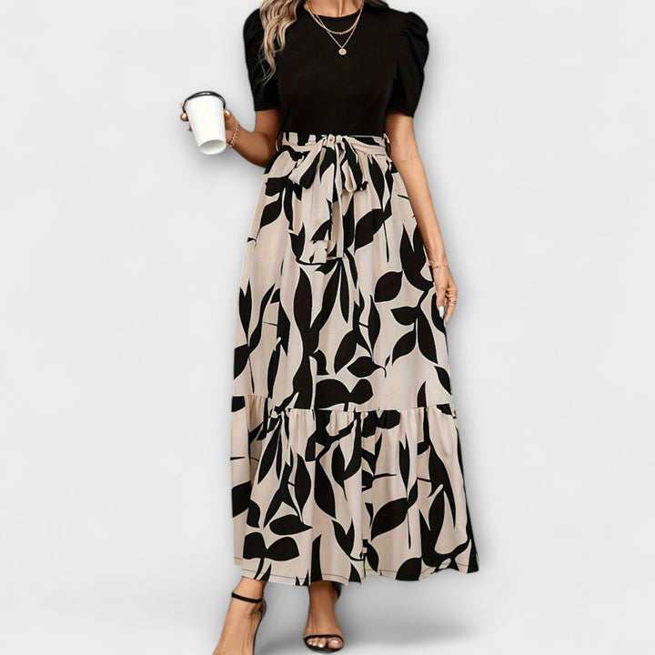 Luna  ™ ｜ Καλοκαιρινό φόρεμα με floral μοτίβο και στρογγυλό ντεκολτέ