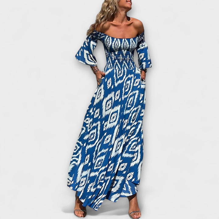 Bella  ™ ｜ Šaty s odhalenými ramenami a morskými kvetmi