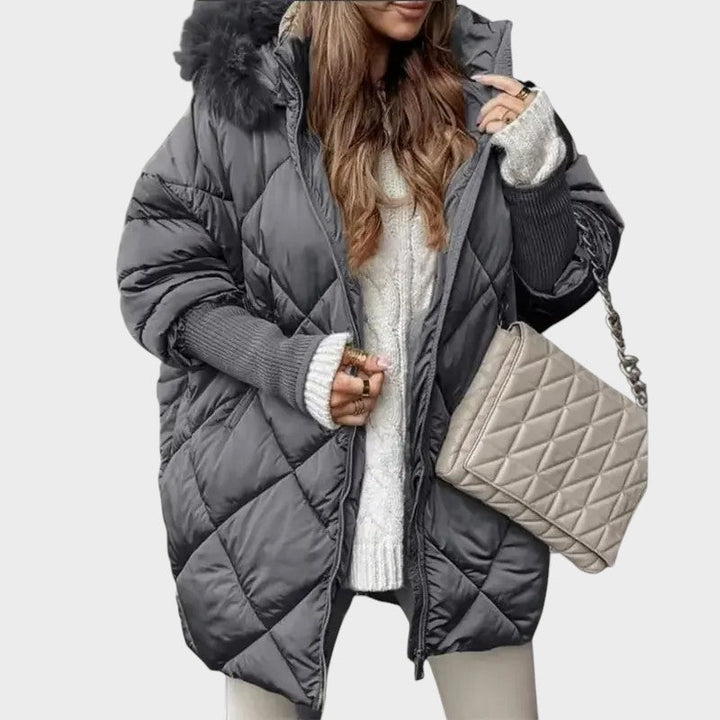 Denisa™ ｜Dámska midi parka s pletenými rukávmi