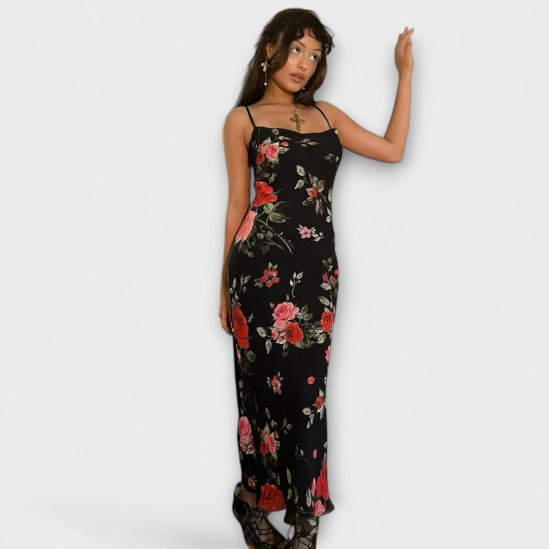 Etela ™ ｜Φόρεμα Bodycon με τιράντες και floral μοτίβο