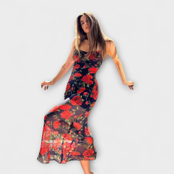 Etela ™ ｜Φόρεμα Bodycon με τιράντες και floral μοτίβο