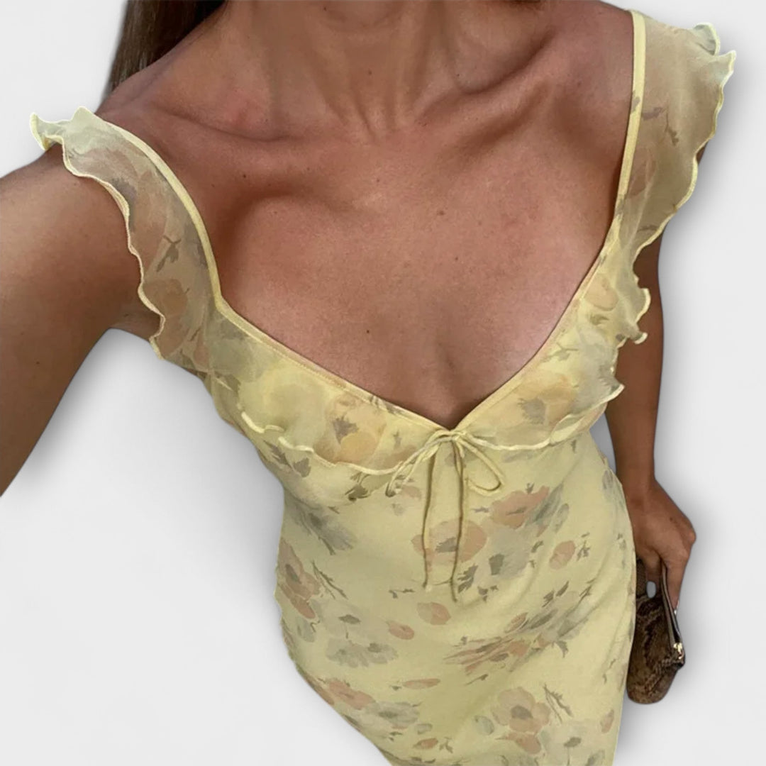 Evka ™ ｜Κρυπτογραφικό φλοράλ μοτίβο μακρύ φόρεμα