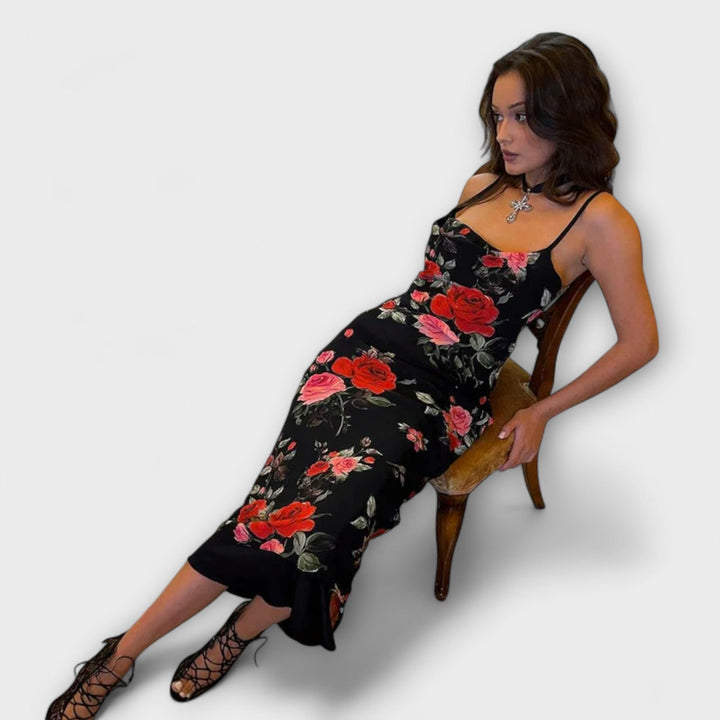 Etela ™ ｜Φόρεμα Bodycon με τιράντες και floral μοτίβο