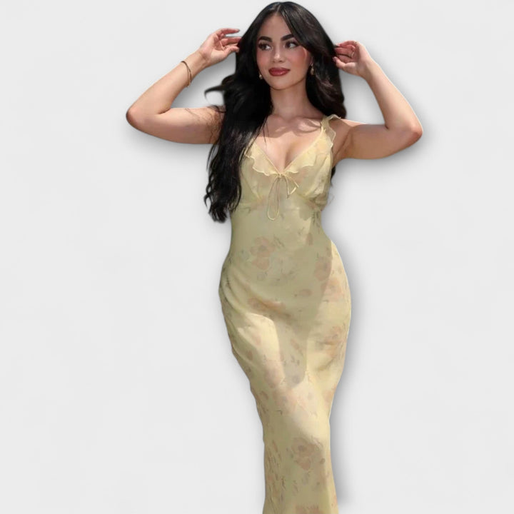 Evka ™ ｜Κρυπτογραφικό φλοράλ μοτίβο μακρύ φόρεμα