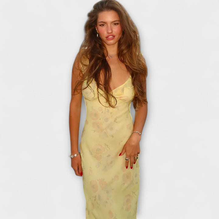 Evka ™ ｜Κρυπτογραφικό φλοράλ μοτίβο μακρύ φόρεμα