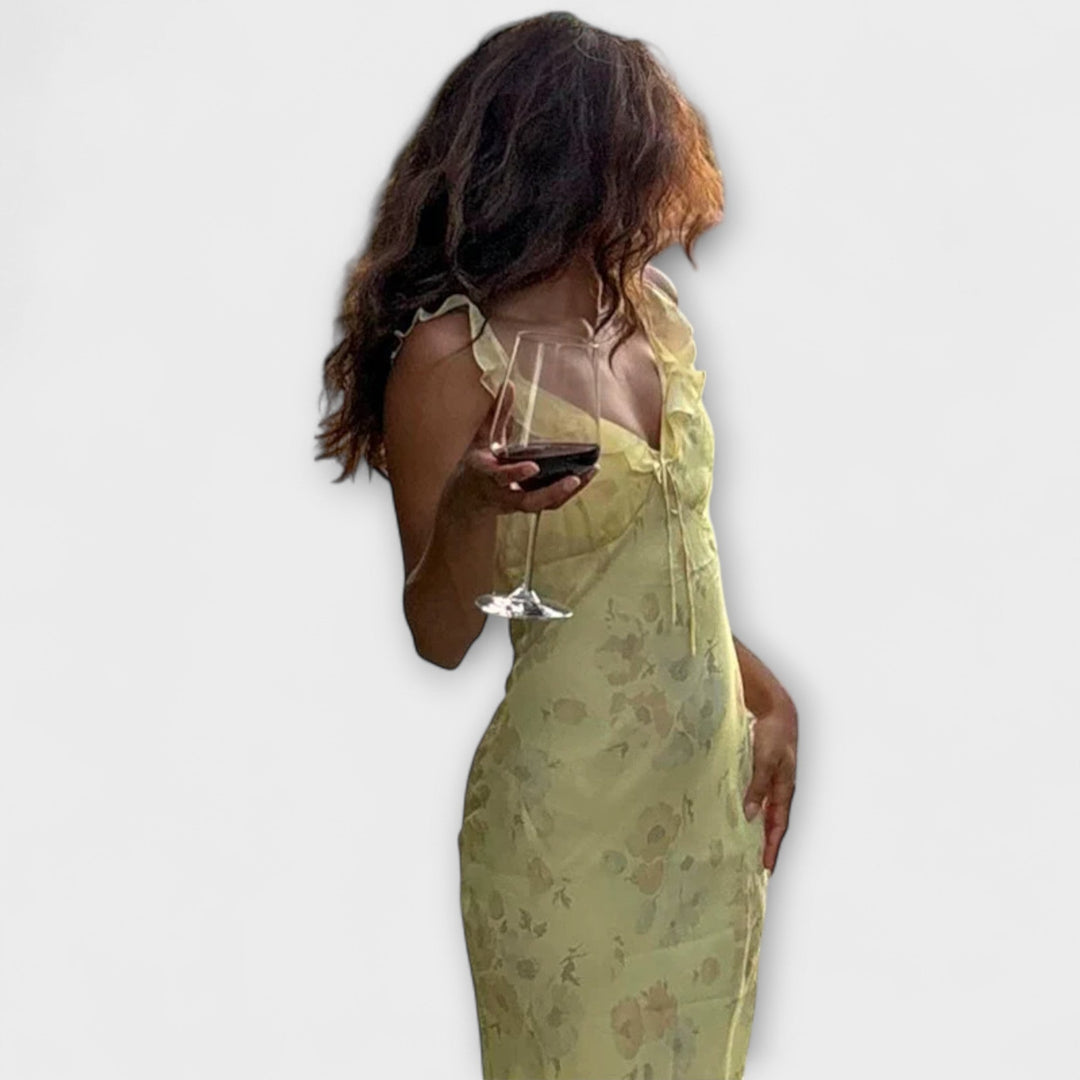 Evka ™ ｜Κρυπτογραφικό φλοράλ μοτίβο μακρύ φόρεμα