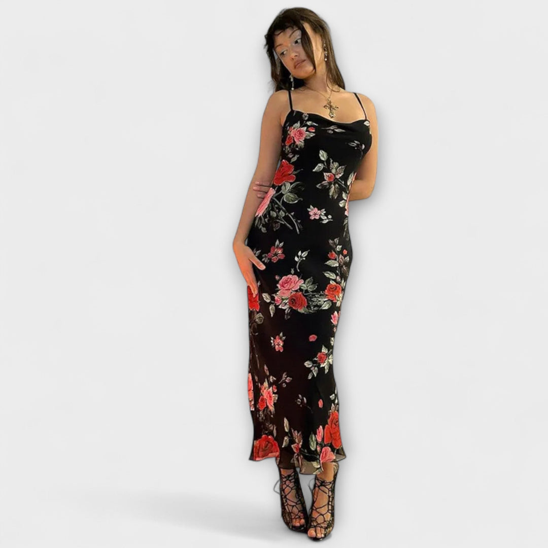 Etela ™ ｜Φόρεμα Bodycon με τιράντες και floral μοτίβο