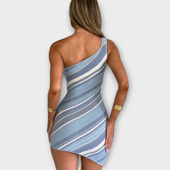 Kira ™ ｜ Μοντέρνα μονόχρωμη πλεκτή μίνι φόρεμα