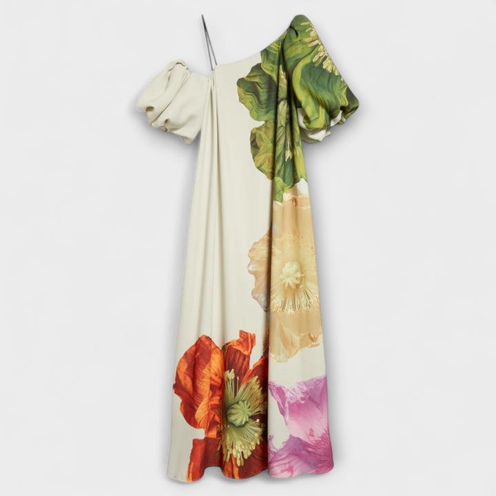 Melódia  ™ ｜Asymetrické kvetinové maxi šaty