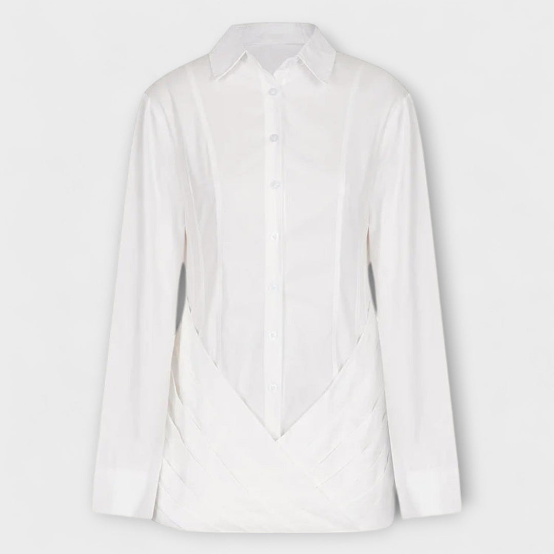 India ™ ｜ Μακρύ λευκό πλισέ φόρεμα με μανίκια