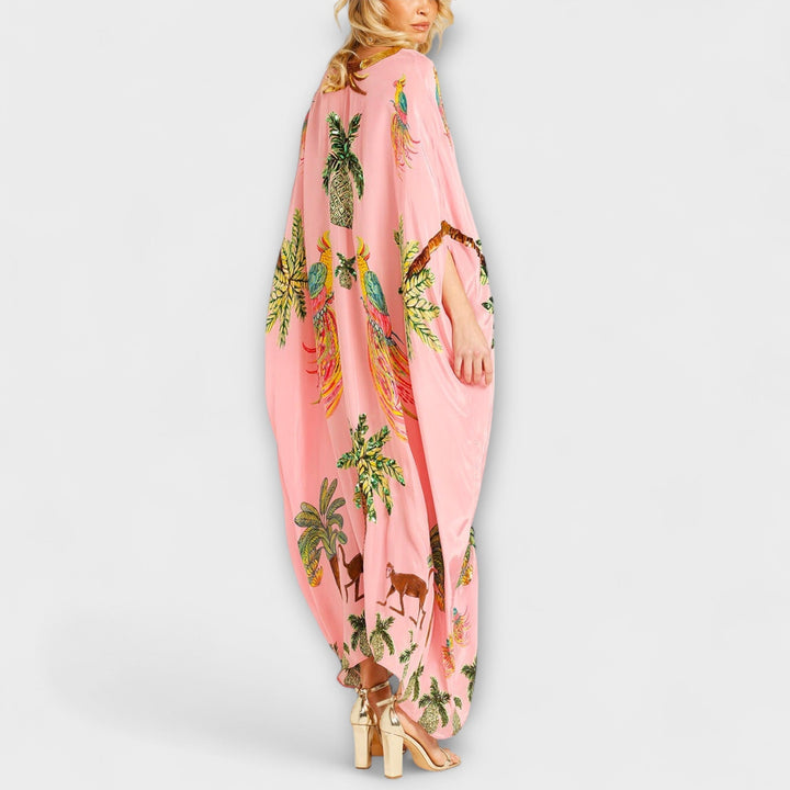 Cyntia ™ ｜  Výrazné šaty so šikmými ramienkami a potlačou kokosového stromu