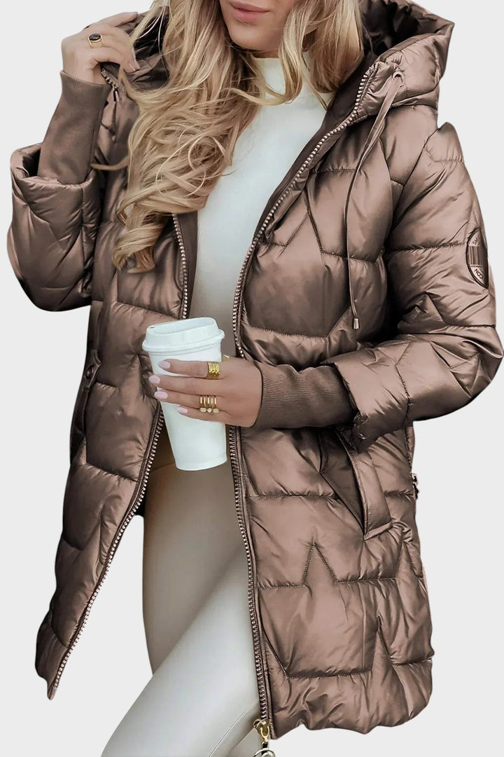 Denisa ™| Elegantný zimný kabát s kapucňou a podšívkou