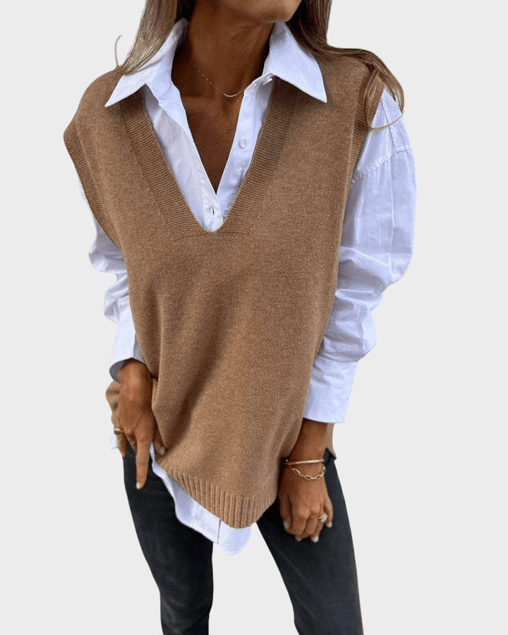 Hana ™ ｜Pletená vesta bez rukávov