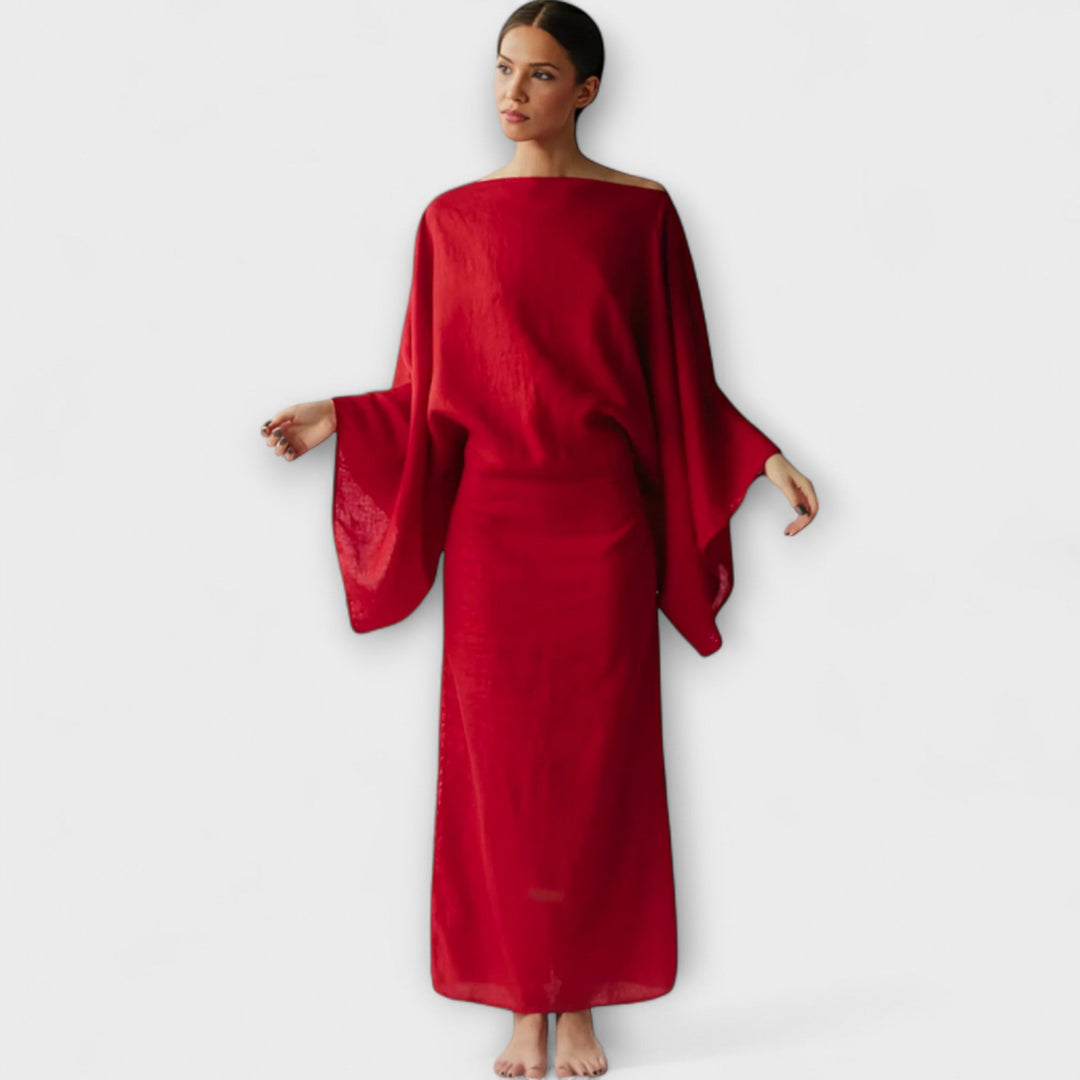 Dana ™ ｜Κιμονό φόρεμα από λινό και βαμβάκι